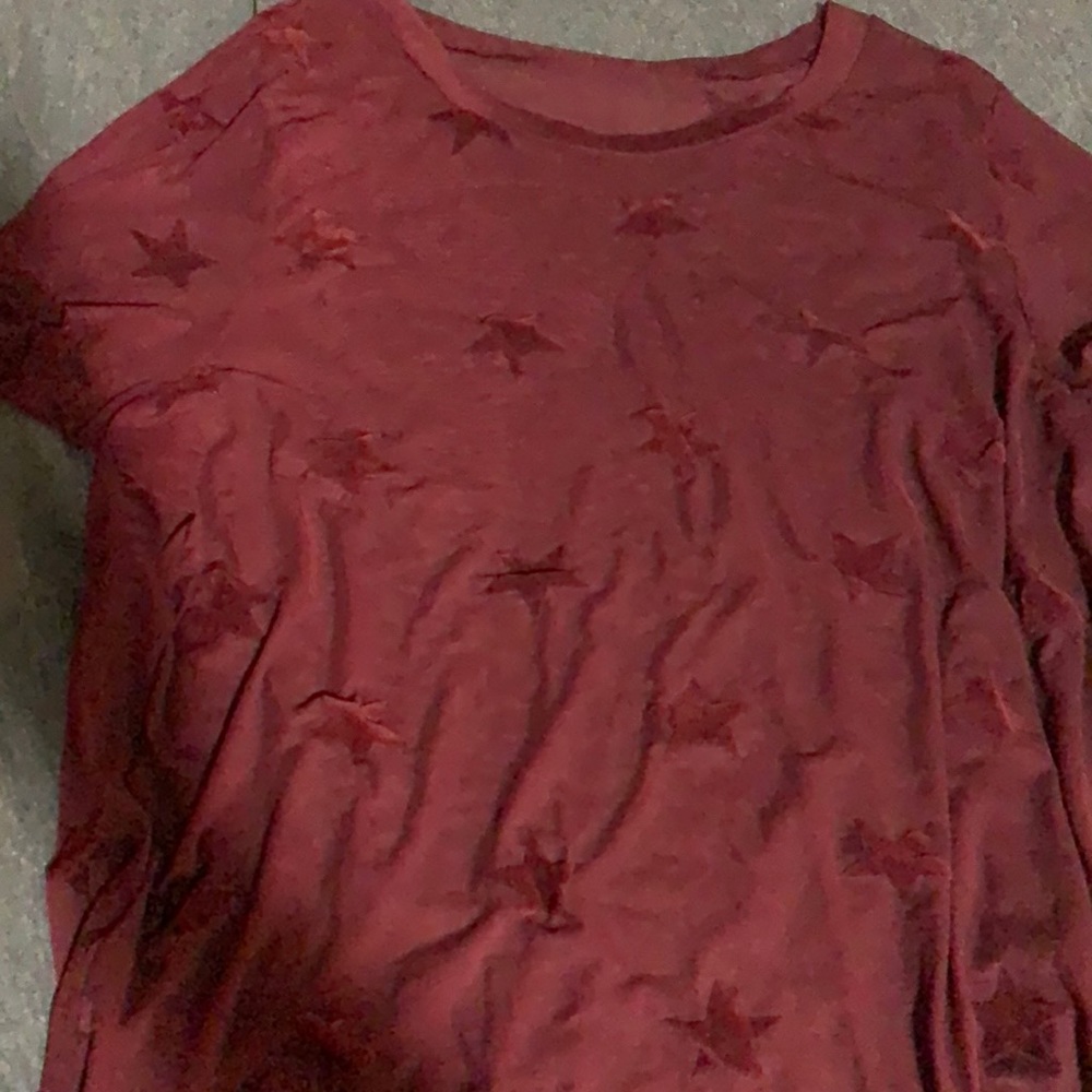 Dark red sheer with stars